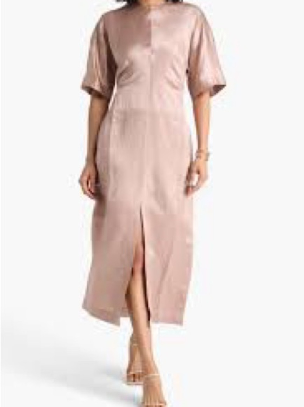 NWT Loulou Studio M Silk Linen Satin Ruby Blush Midi Dress